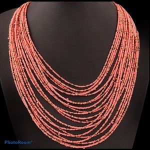 Coral Seeds Beaded Necklace
